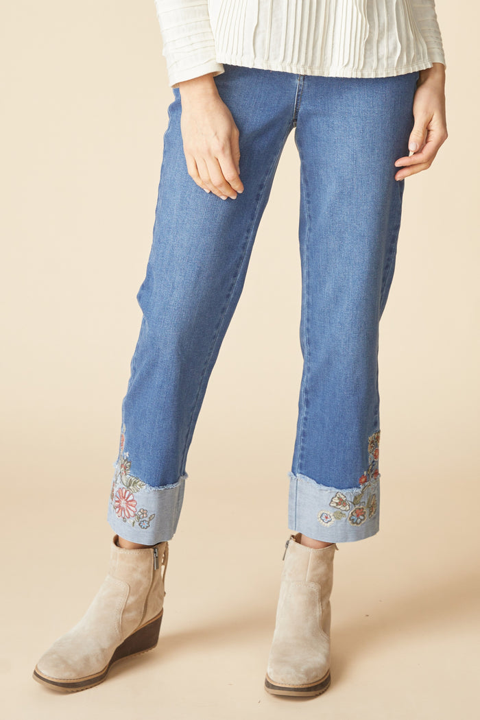 Wildflower Cuff Ankle Jean in Medium Wash