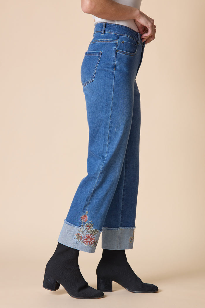 Wildflower Cuff Ankle Jean in Medium Wash