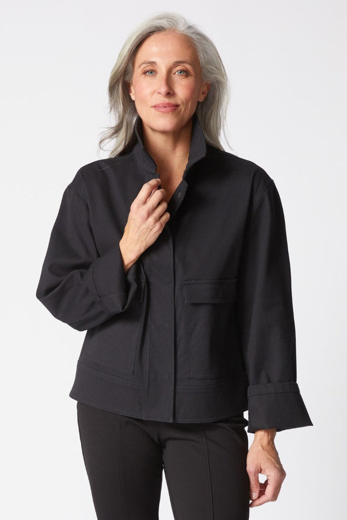 Ultra Stretch Twill Cargo Jacket in Black