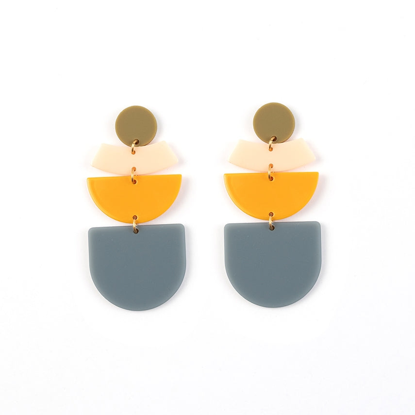 Long Shape Stack Post Earrings in Blue Stone