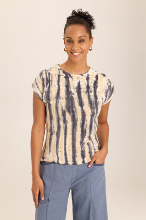 Arwen Soft Jersey Mock Neck Tee  in Flecked Wash