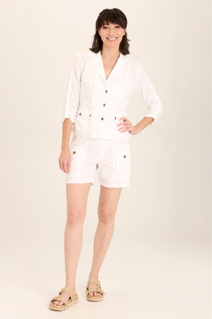 Linen Folksy Jacket in White