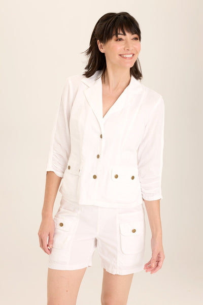 Linen Folksy Jacket in White