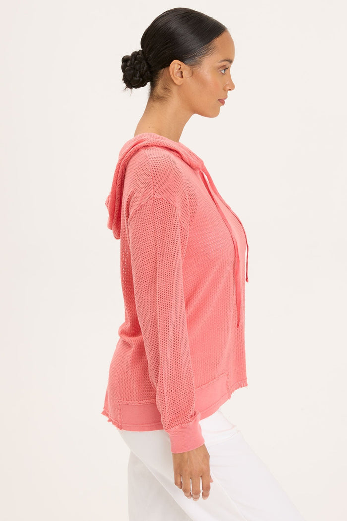 Mesh Sidel Hoodie in Pink