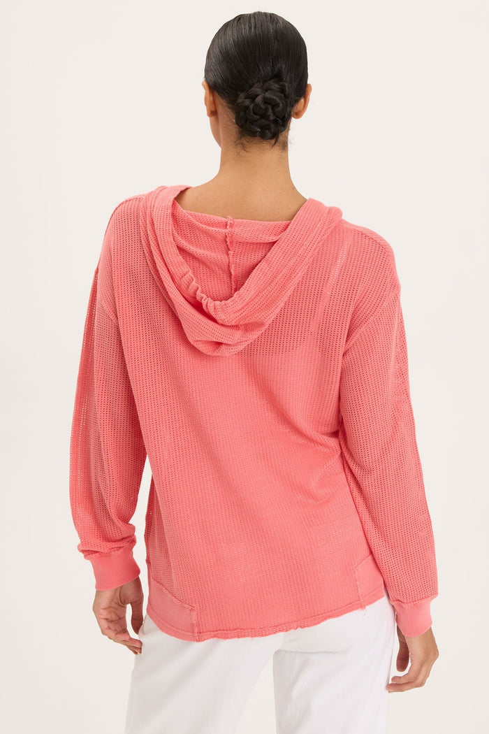 Mesh Sidel Hoodie in Pink