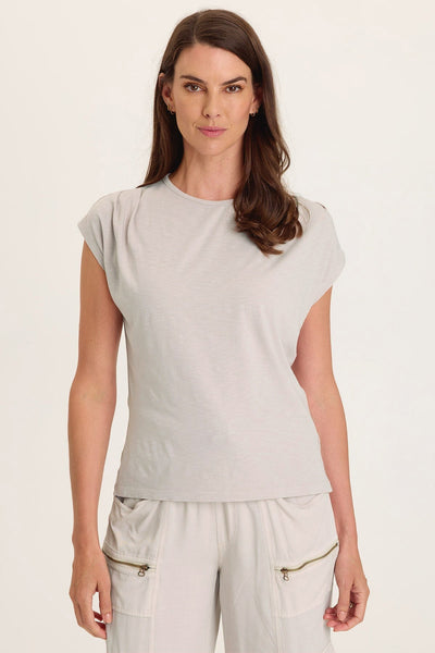 Arwen Soft Jersey Mock Neck Tee  in Sonic Silver