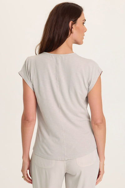 Arwen Soft Jersey Mock Neck Tee  in Sonic Silver
