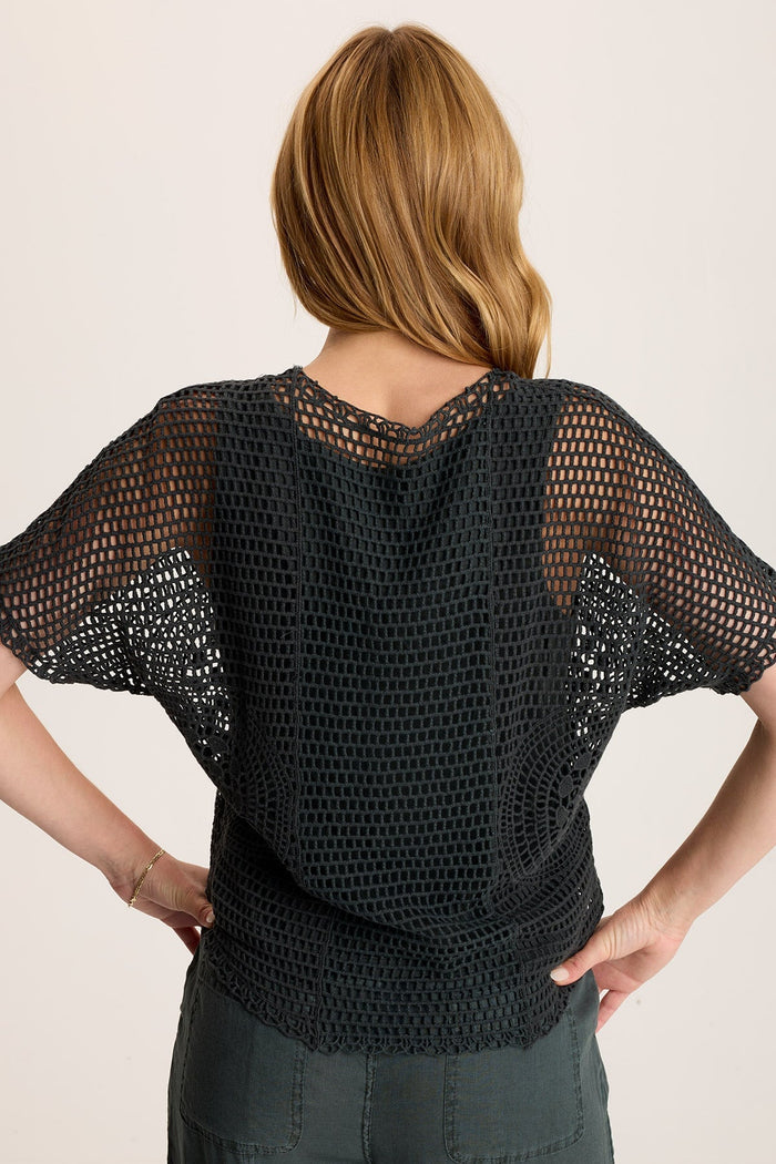 Centre Crochet Layered Top in Silken Pine Pigment