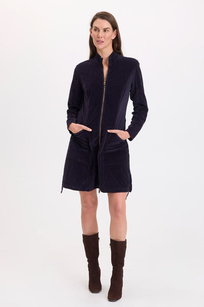 Uzma Corduroy Jacket Dress in Navy