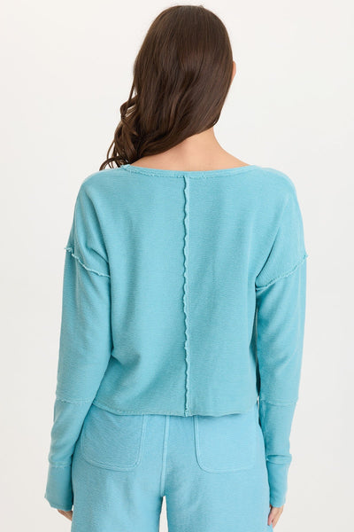 Annika Long Sleeve Boat Neck Top in Mermaid Tail