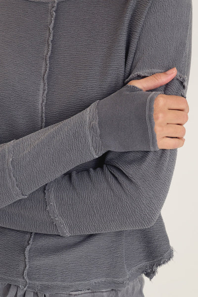 Annika Long Sleeve Boat Neck Top  in Nebulous Pigment