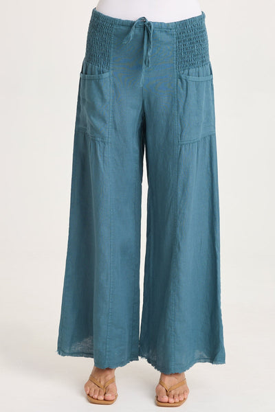 Coleson Linen Wide Leg Pant in Dark Night