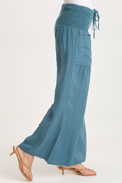Coleson Linen Wide Leg Pant in Dark Night