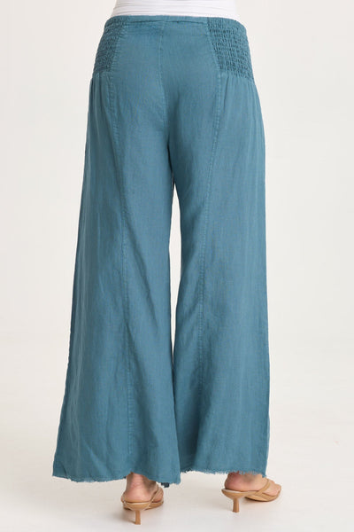 Coleson Linen Wide Leg Pant in Dark Night