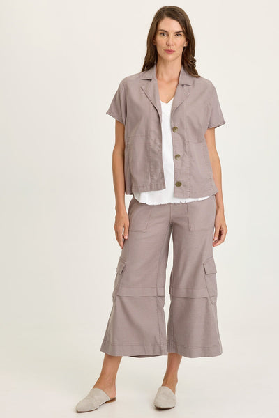 Hugh Twill Boxy Short Sleeve Jacket in Poppy Seed