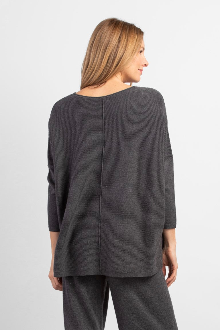 Fireside Knit Pocket Sweater in Charcoal Grey