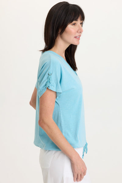 Knit Bower Cinchable Hem Top in Mermaid Tail