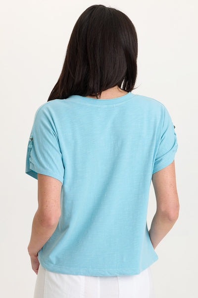 Knit Bower Cinchable Hem Top in Mermaid Tail