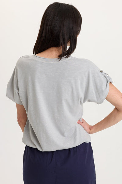Knit Bower Cinchable Hem Top in Soft Pebble Pigment