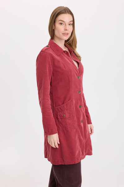 Kekoa Corduroy Trench in Hibiscus Pigment