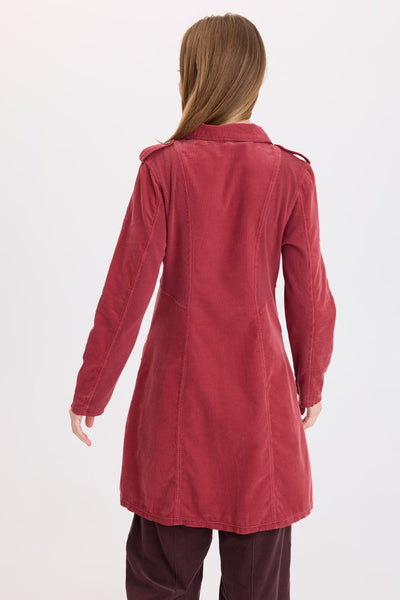 Kekoa Corduroy Trench in Hibiscus Pigment