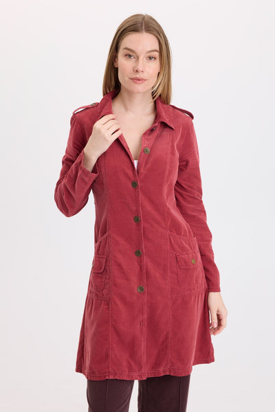 Kekoa Corduroy Trench in Hibiscus Pigment
