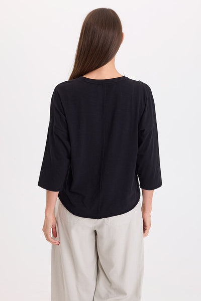 Olivero Pleated Shoulder Top in Black
