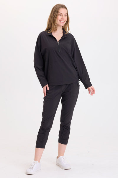 Romee Active Kangaroo Pockets Pullover in Black