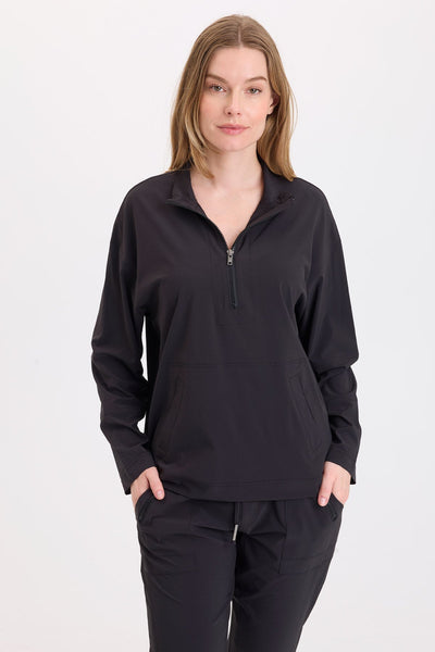 Romee Active Kangaroo Pockets Pullover in Black