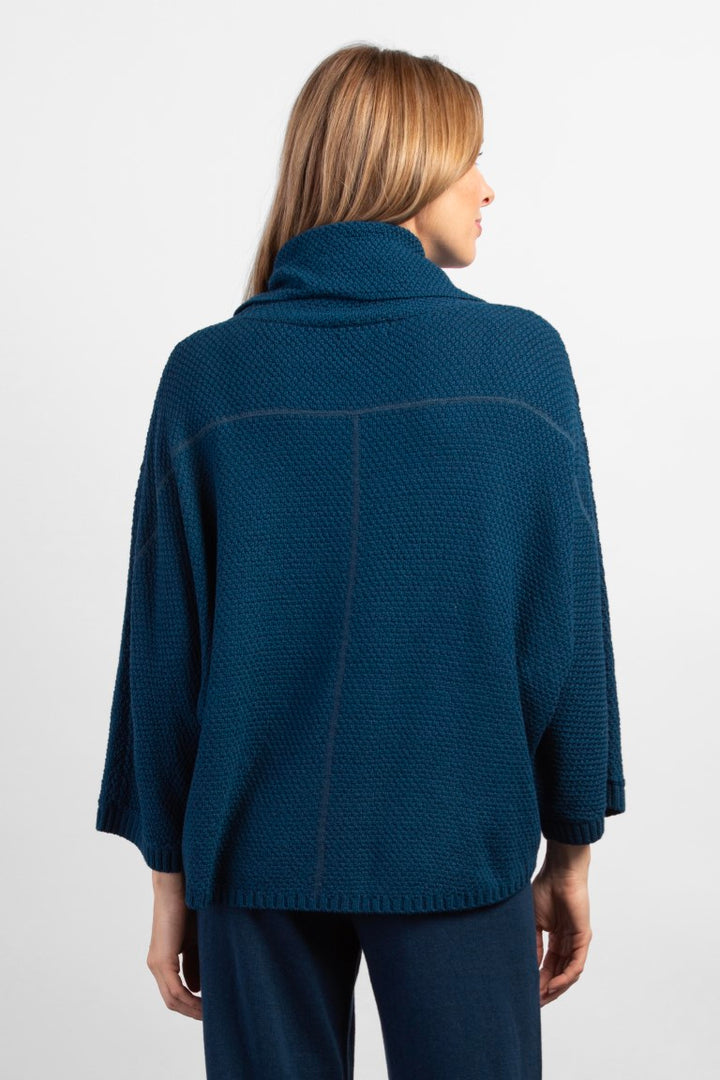 Autumn Breeze Cowl Poncho in Baltic Blue