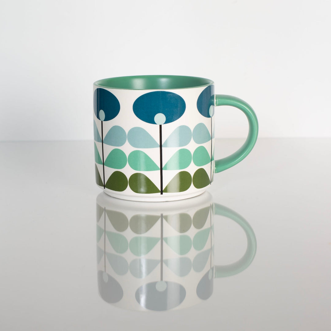 Mod Flower Coffee Mug in Blue Matte