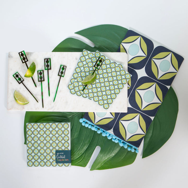 Blue Raindrop Circle Beverage Napkin