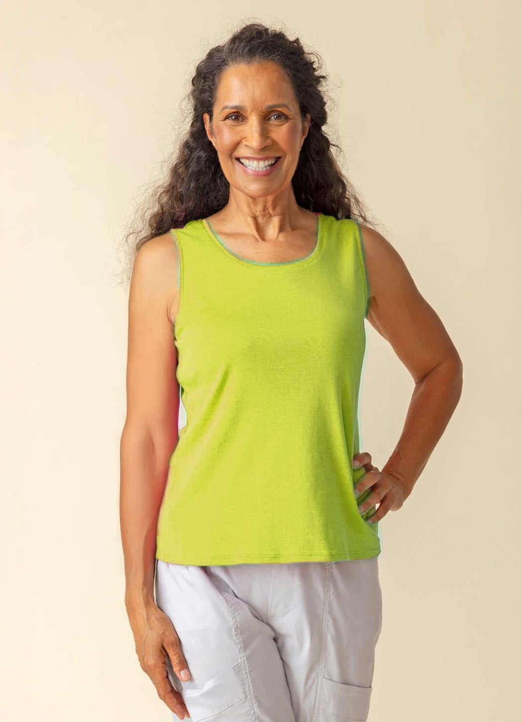 Cozy Rib Solid Layering Tank in Leaf