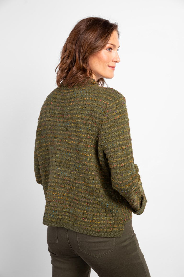 Boucle Funnel Neck Pullover in Forest
