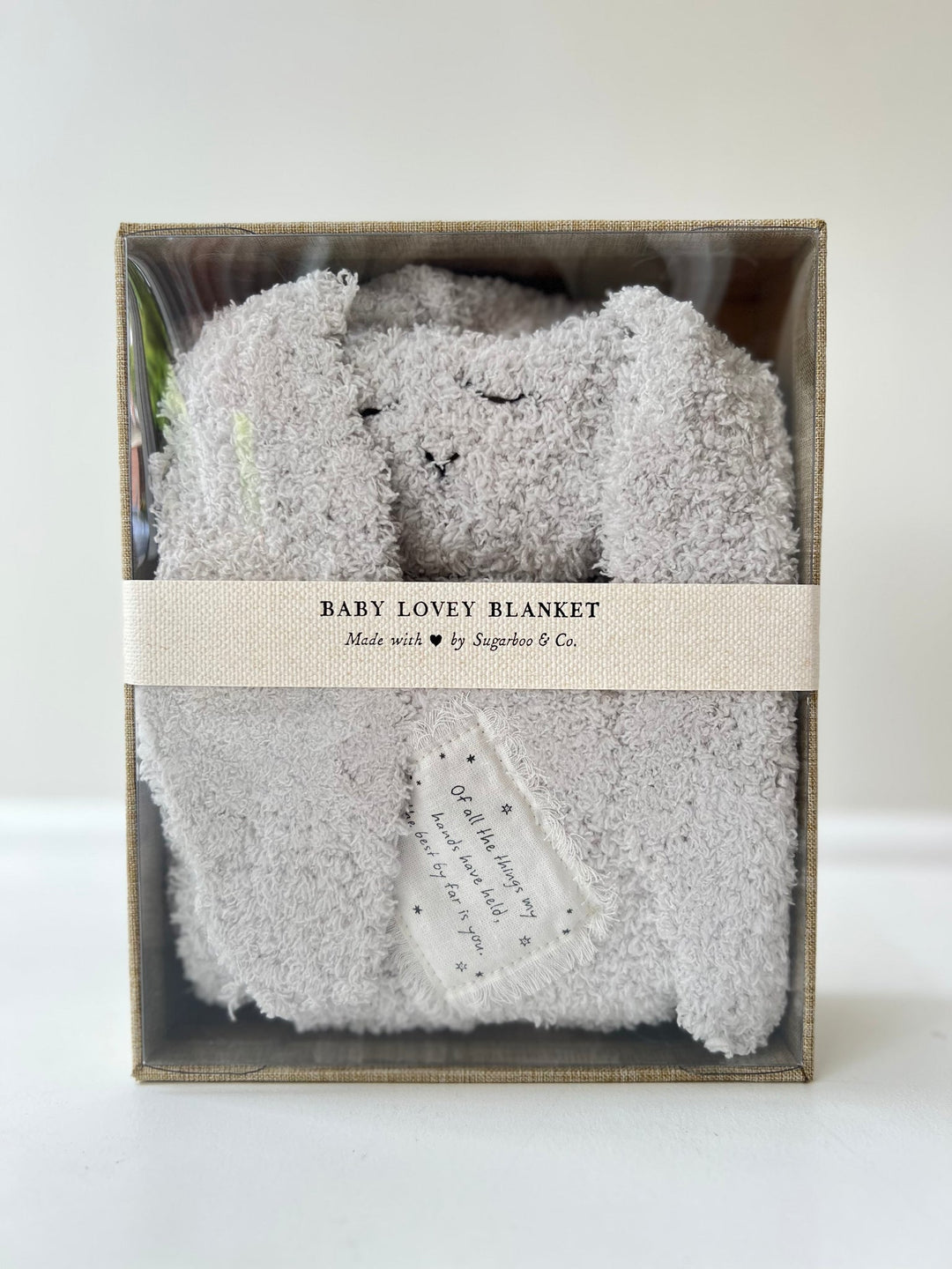 Grey Fuzzy Baby Lovey Blanket 'my hands have held...'
