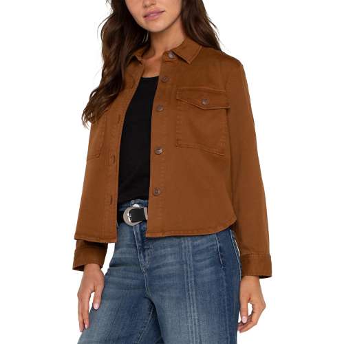 Cropped Shirt Jacket in Jasper Brown
