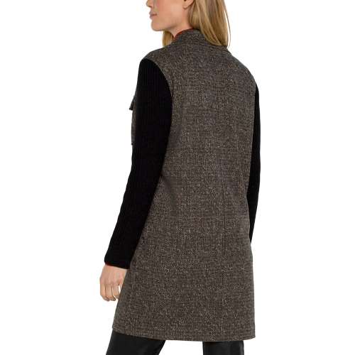 Coatigan With Sweater Sleeves Jacket in Black Tan