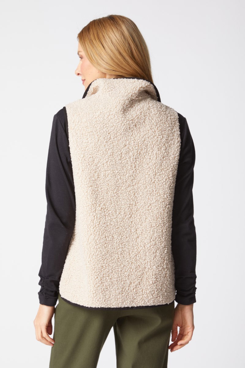 Reversible Faux Suede Allie Sherpa Vest in Dove