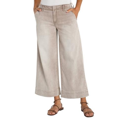 Weekender Crop Regular Fit Wide Leg Jeans in Antique Khaki