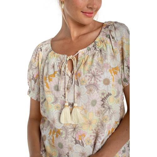 Tie Neck Woven Notch Neck Blouse