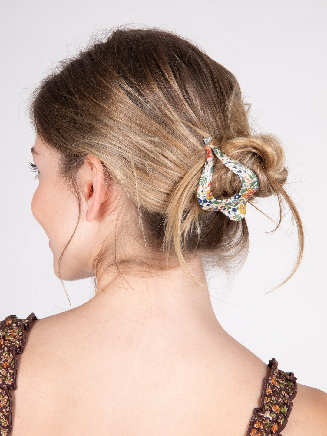 Floral Fabric Boho Hair Clip in Cream Floral