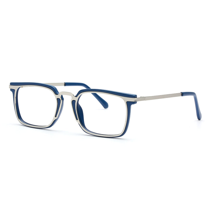 Laurence Readers in Matte Silver/Blue
