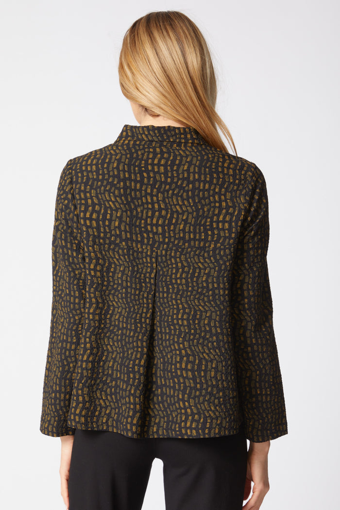 Pucker Weave Mosaic Print Jacket in Lichen