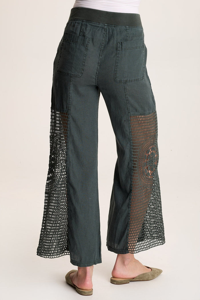 Crochet Wide Leg Pant in Silken Pine Pigment