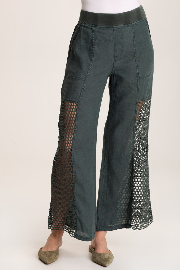 Crochet Wide Leg Pant in Silken Pine Pigment