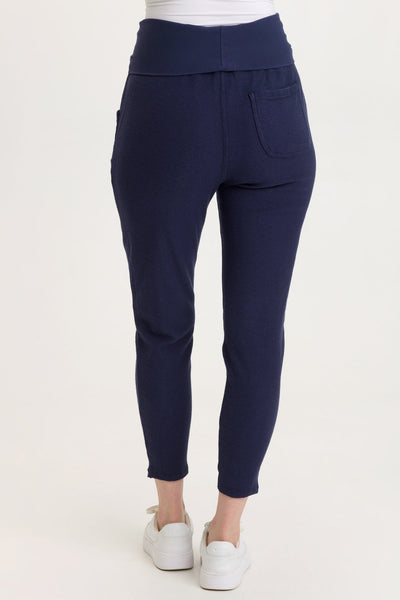 Kiefer Slim Leg Crepe Knit Pant in Navy