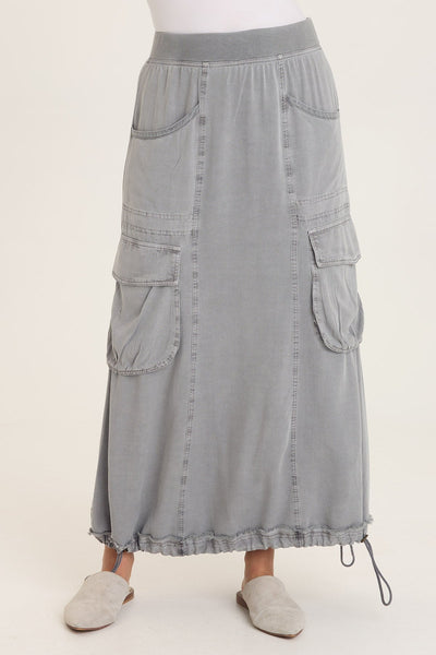Ingram Cinchable Cargo Twill Skirt  in Nebulous Pigment