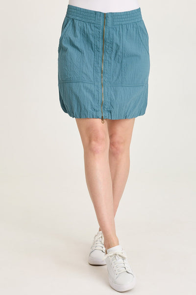 Corwyn Textured Zip-Front Mini Skirt in Dark Night