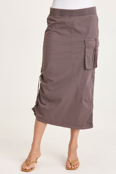 Bindi Poplin Side-Cinch Midi Skirt in Virtuoso Pigment