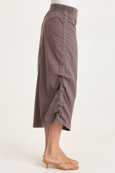 Bindi Poplin Side-Cinch Midi Skirt in Virtuoso Pigment